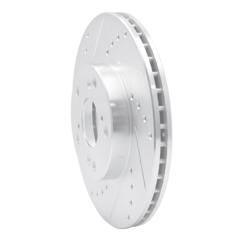 Acura CSX Brake Rotor (1) - Front Left - R1 Concepts - Drilled & Slotted - Silver - `98-`22